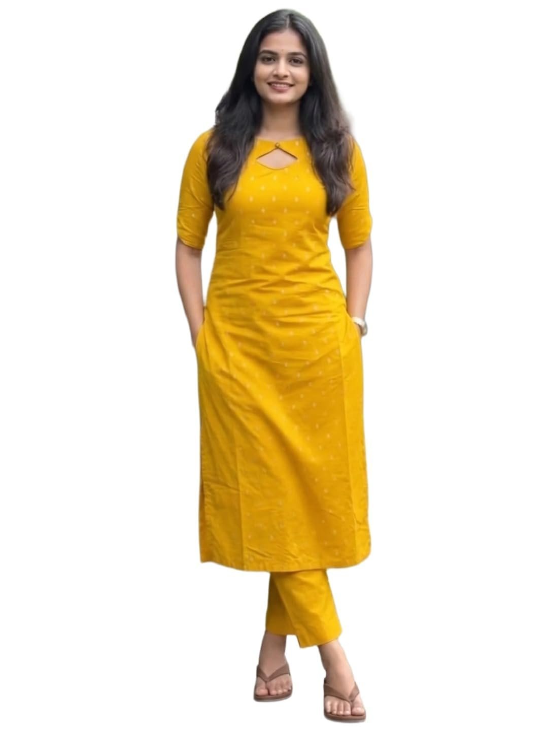 Women's Viscose Straight Printed Kurta with Pant (Yoshini Yellow_XL_Yellow_X-Large)