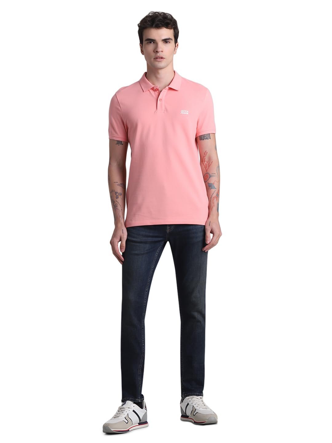 Mens Cotton Pink Slim Fit Polo, Large - Image 6