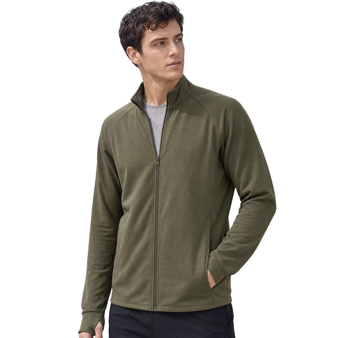 Men UPF 50 Regular Fit Zipper Jacket(1M-TWJK-R0019-CVG2_Covert Green)