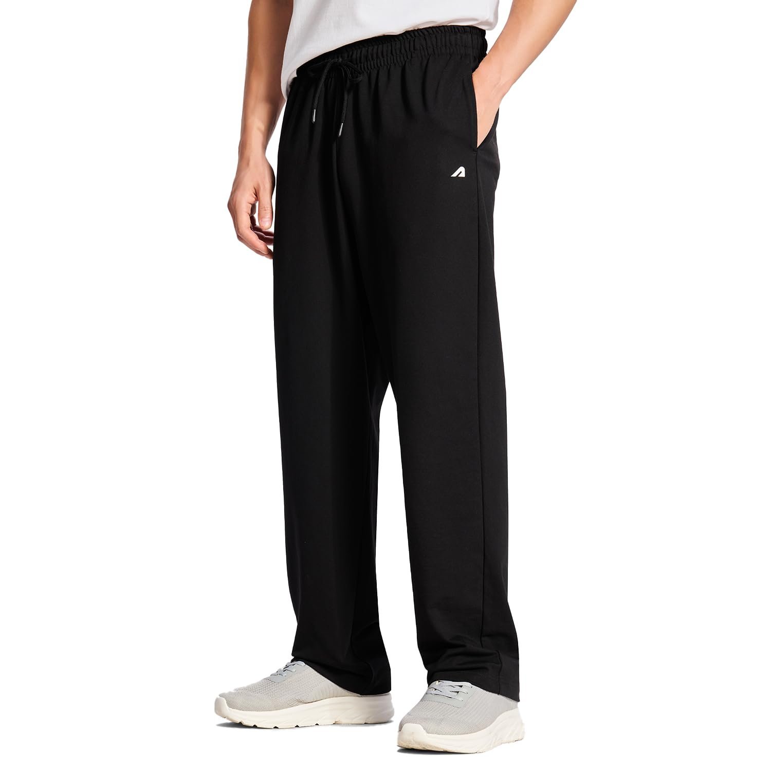 Wide Leg Pants for Men Heavyweight Track Pants Loose Fit Casual Trousers for Gym Training Running, Black- XL