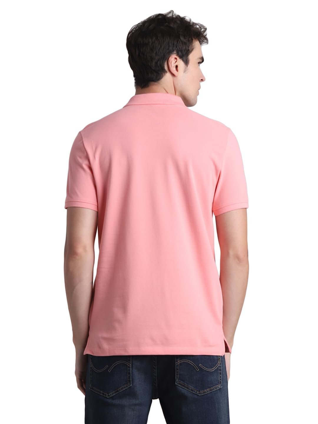 Mens Cotton Pink Slim Fit Polo, Large - Image 4