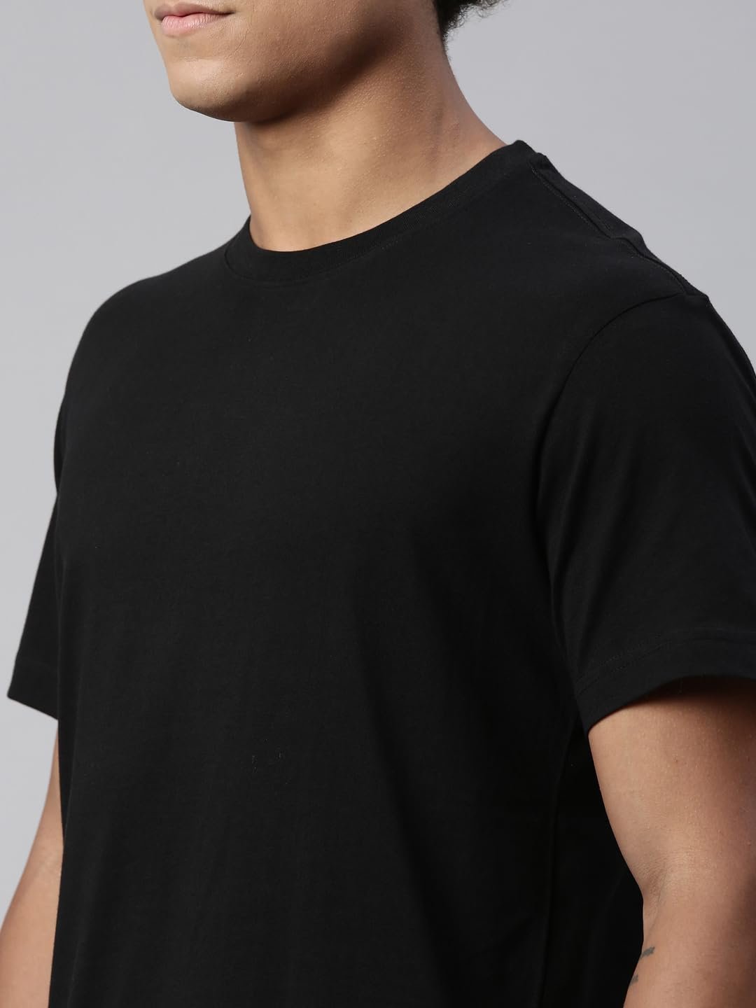 Cotton Men's Plain Regular Fit T-Shirt (PR679313_Black Medium) - Image 3