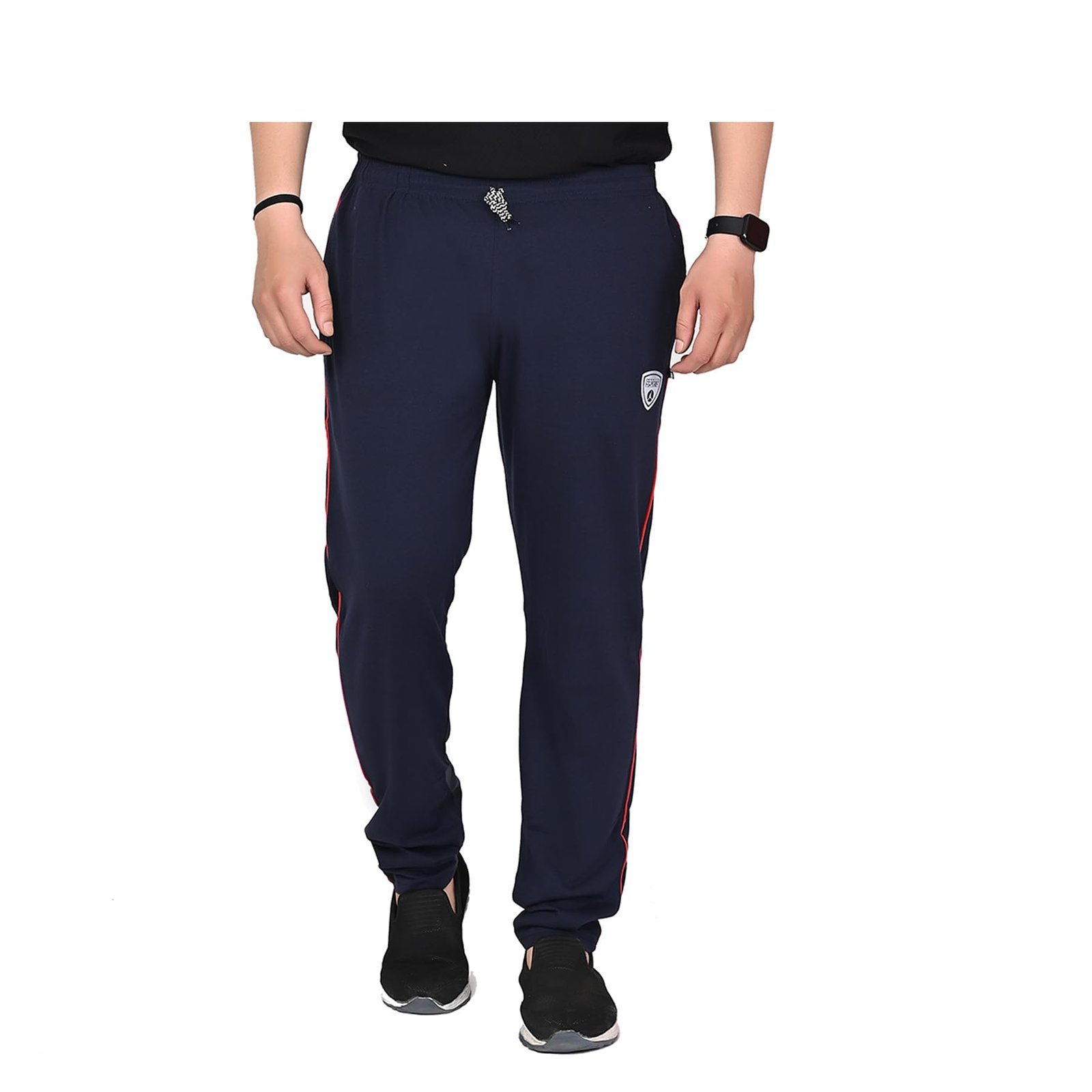 SK Wardrobe Men’s Solid Cotton Track Pants with Full Elastic Waist, Regular Fit Casual Lower for Gym, Sports, Jogging, Lounge (XL, Navy Blue) - Image 2