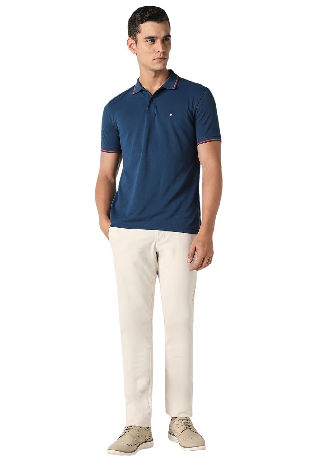 Men's Solid Regular Fit Polo (VSKP517S011419_Nautical) - Image 4