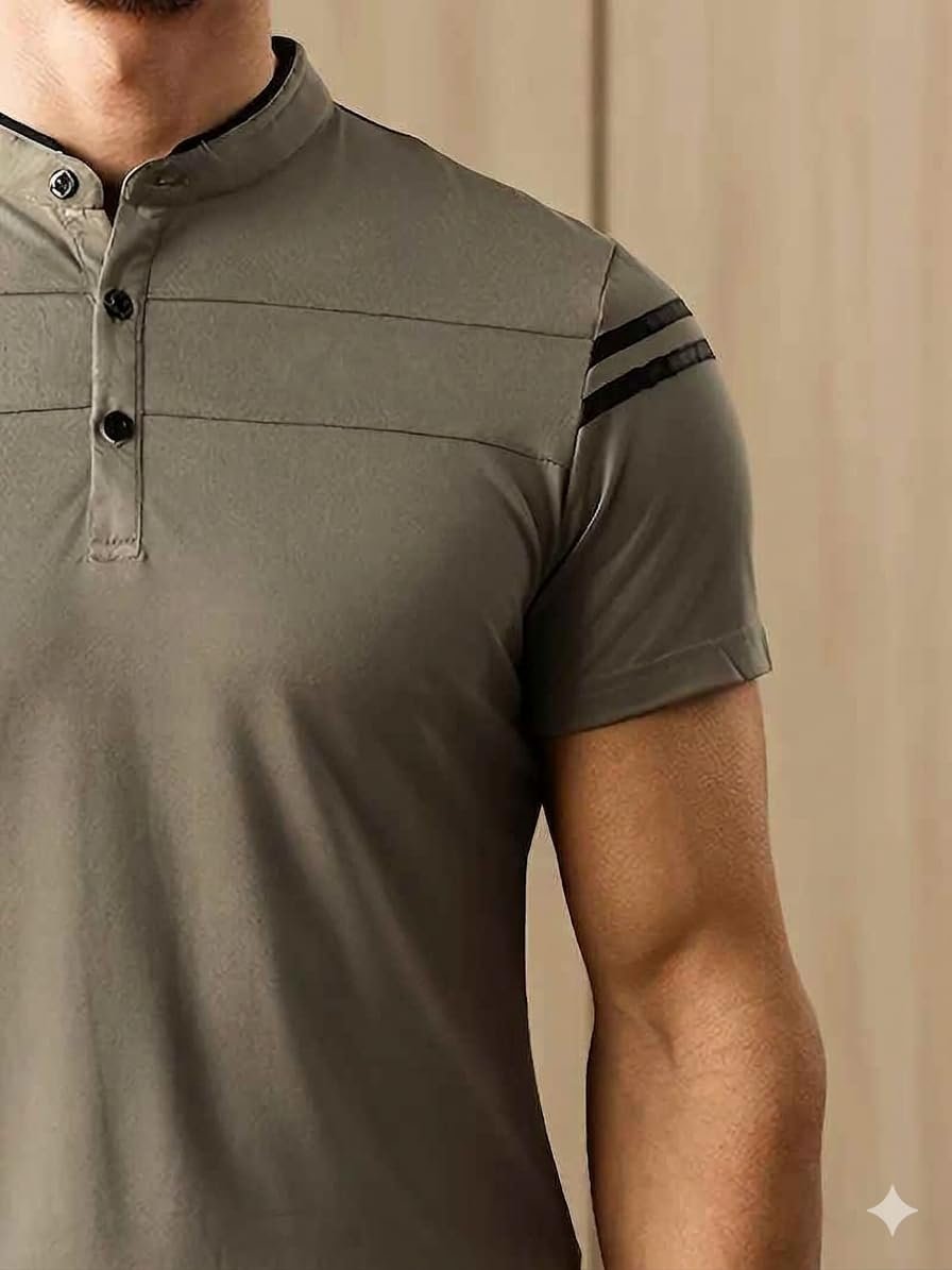 Mens Polo T-Shirt || Men’s Color Block Polo Tshirt | Short Sleeve Casual Pullover with Collar |Casual Wear for Men | Mens Regular FIT T-Shirts Beige - Image 4