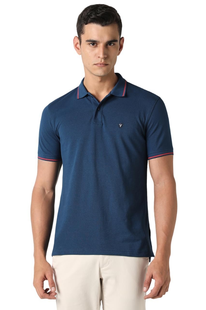 Men's Solid Regular Fit Polo (VSKP517S011419_Nautical)