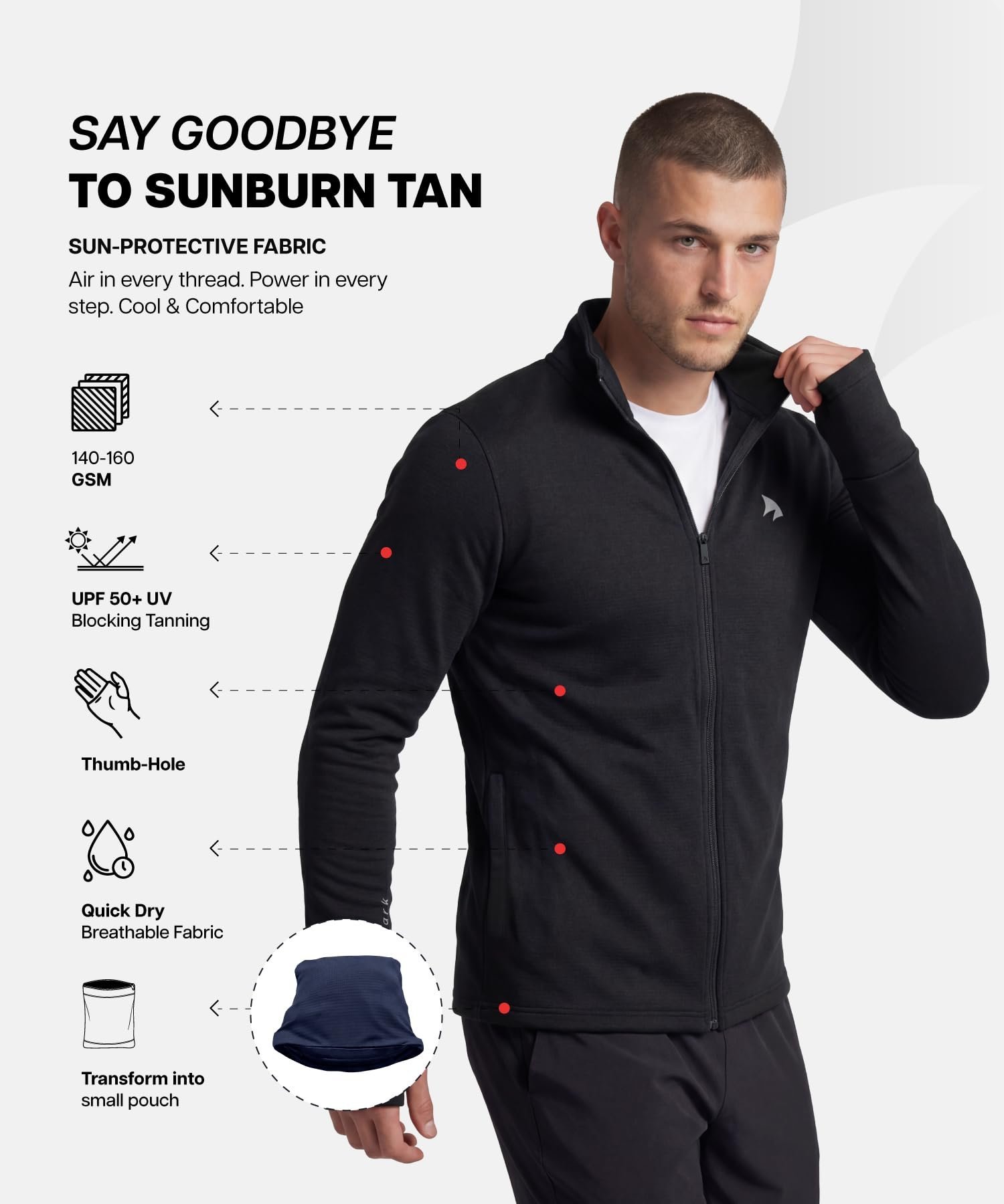 UPF 50+ Sunscreen Jacket for Men & Women | UV Protection Anti-Tan Jacket, Full Sleeve Quick-Dry Breathable | Lightweight Running, Cycling, Cricket, Trekking | S–3XL - Image 3