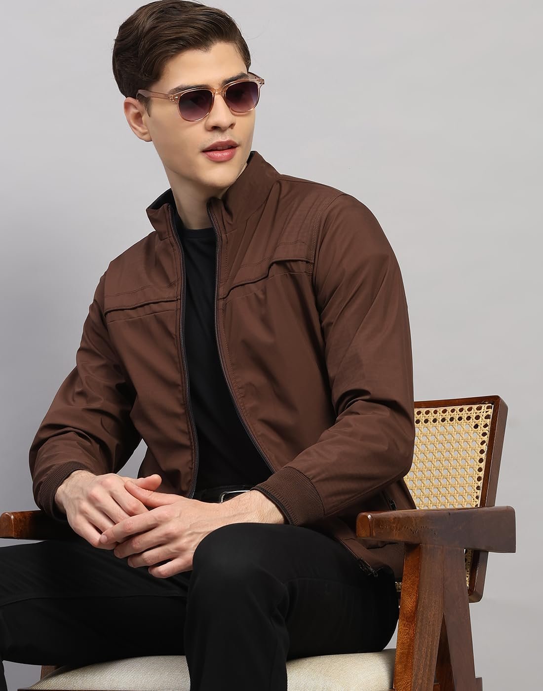 Mens Regular Fit Solid Collar Neck Zipper Reversible Full Sleeves Winter Jacket| Warm Coat for Men | Stylish Zipper Jacket Coffee Brown M - Image 6
