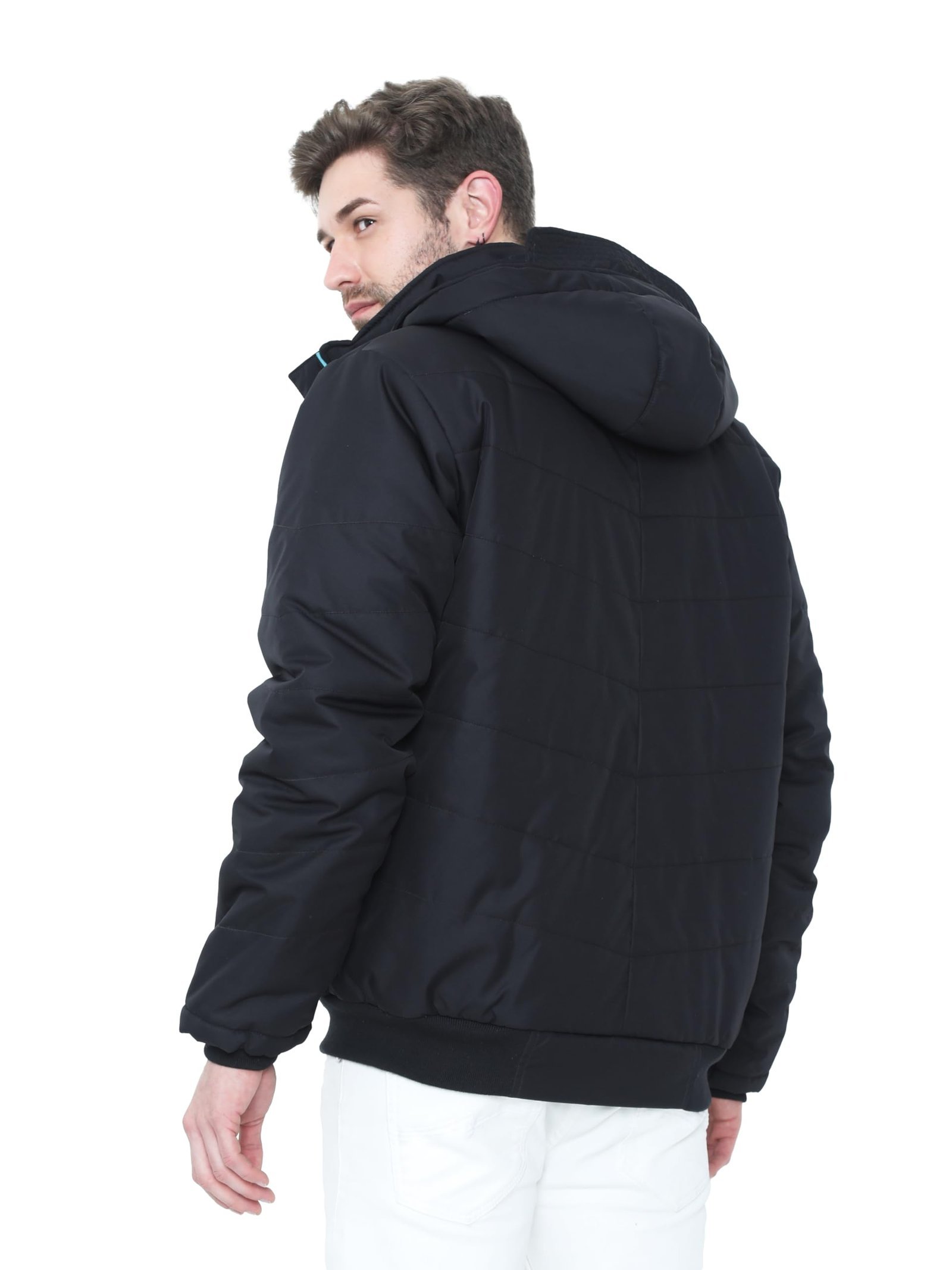 Wool Men's Hooded Winter Jacket - Waterproof and Snowproof (XXX-Large), Black - Image 6