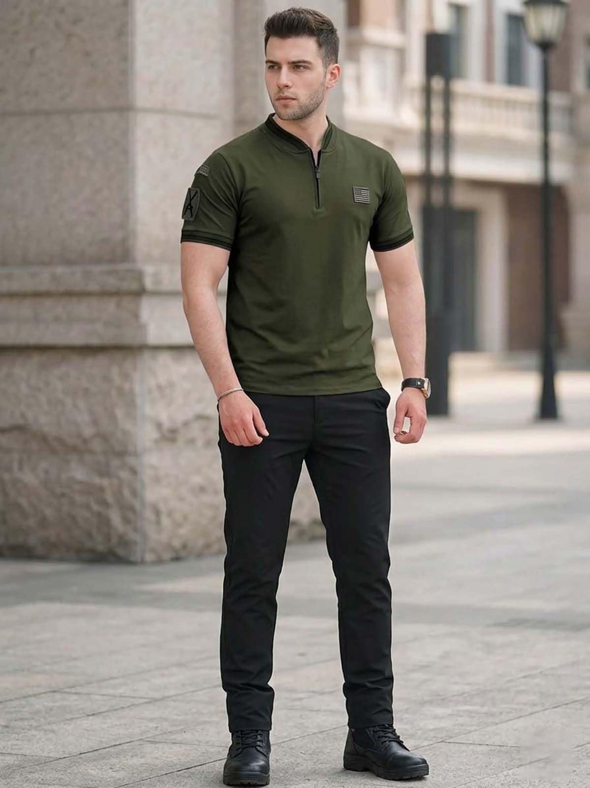 Men Cotton Regular Fit T-Shirt || T-Shirt || Polo T Shirt || (POLO-52-Olivegreen) - Image 6