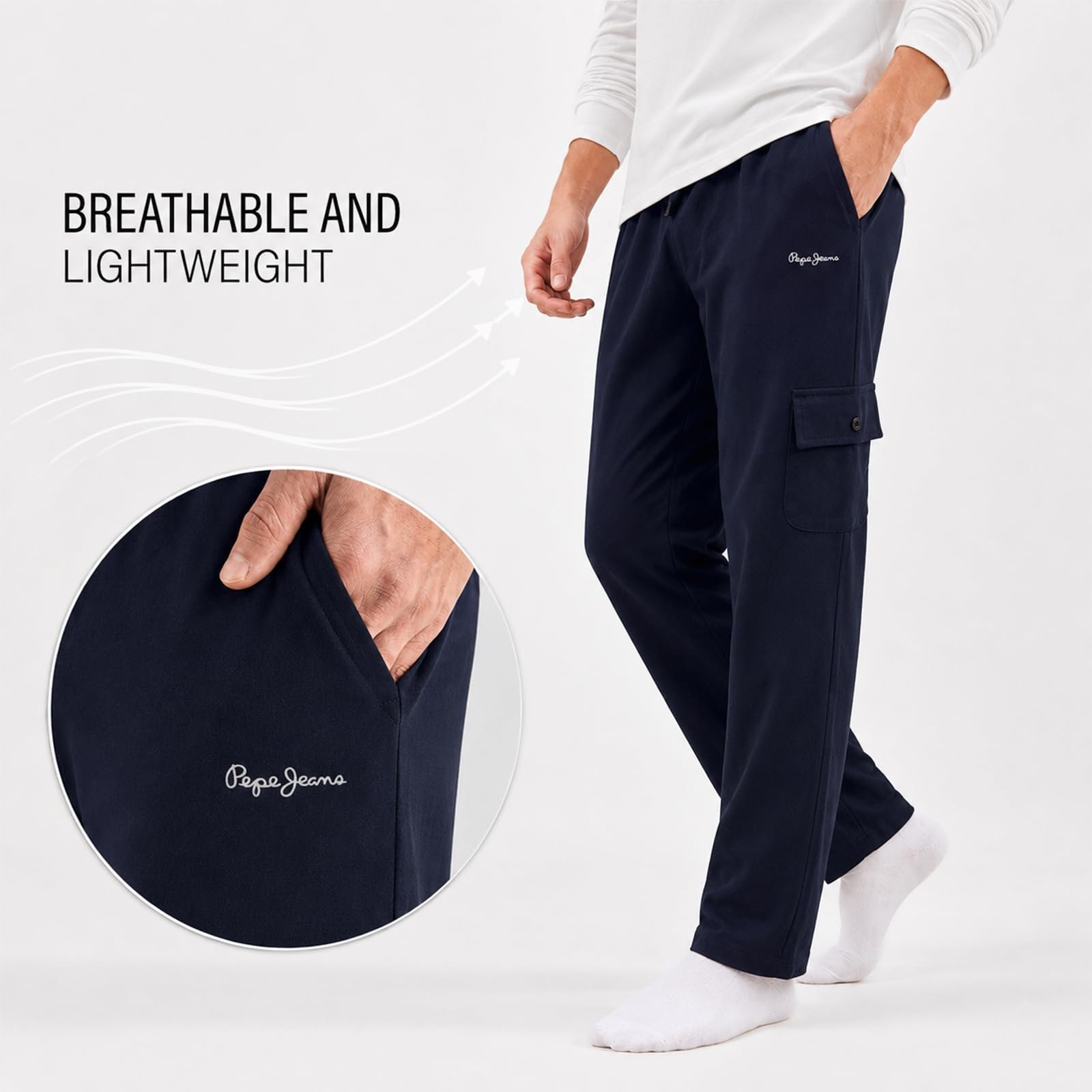 Men's Solid Cotton Poly Regular Fit Track Pants | Casual Athleisure Sportswear for Training & Jogging | Soft Stretch Fabric | Elastic Drawstring Waist | Functional Side Pockets Included - Image 3
