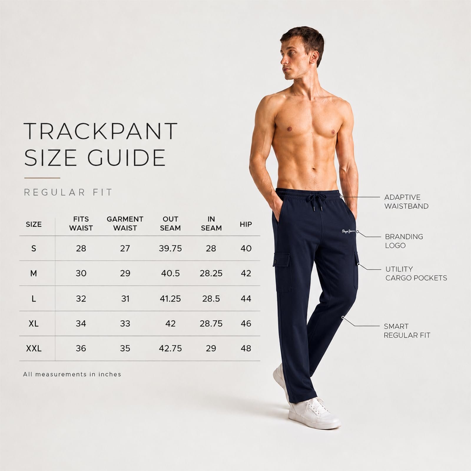 Men's Solid Cotton Poly Regular Fit Track Pants | Casual Athleisure Sportswear for Training & Jogging | Soft Stretch Fabric | Elastic Drawstring Waist | Functional Side Pockets Included - Image 4