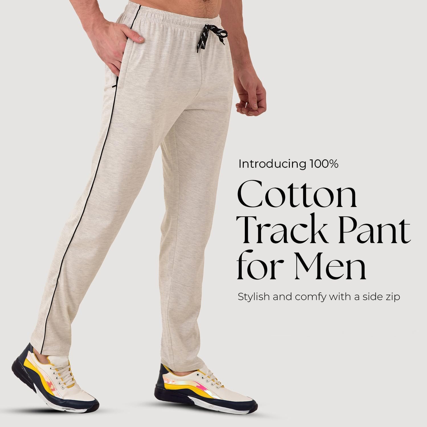 Cotton Track Pant for Men | Lower for Man | Comfortable Lower Men with Zip Pocket for Gym, Sports & Casual Wear (L, Grey) - Image 2