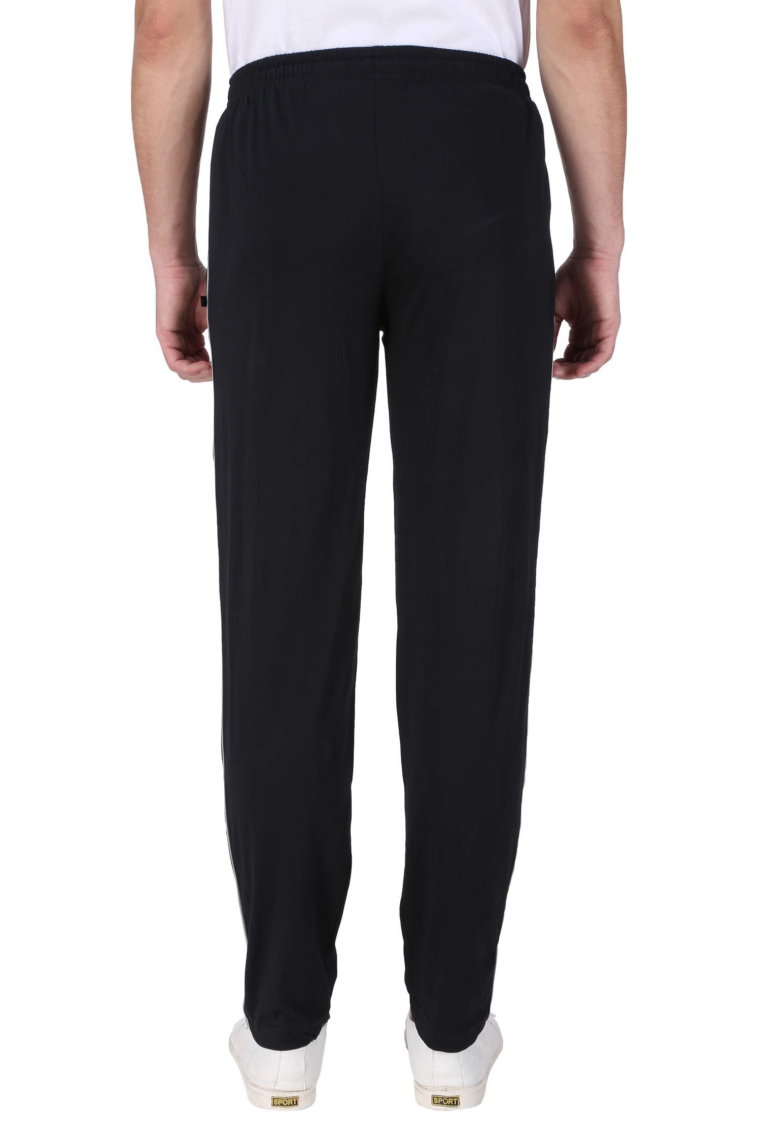 Men's Mid Rise Cotton Solid Regular Fit Trackpants/Jogger/Trouser with Side Pockets (Black, L) - Image 2