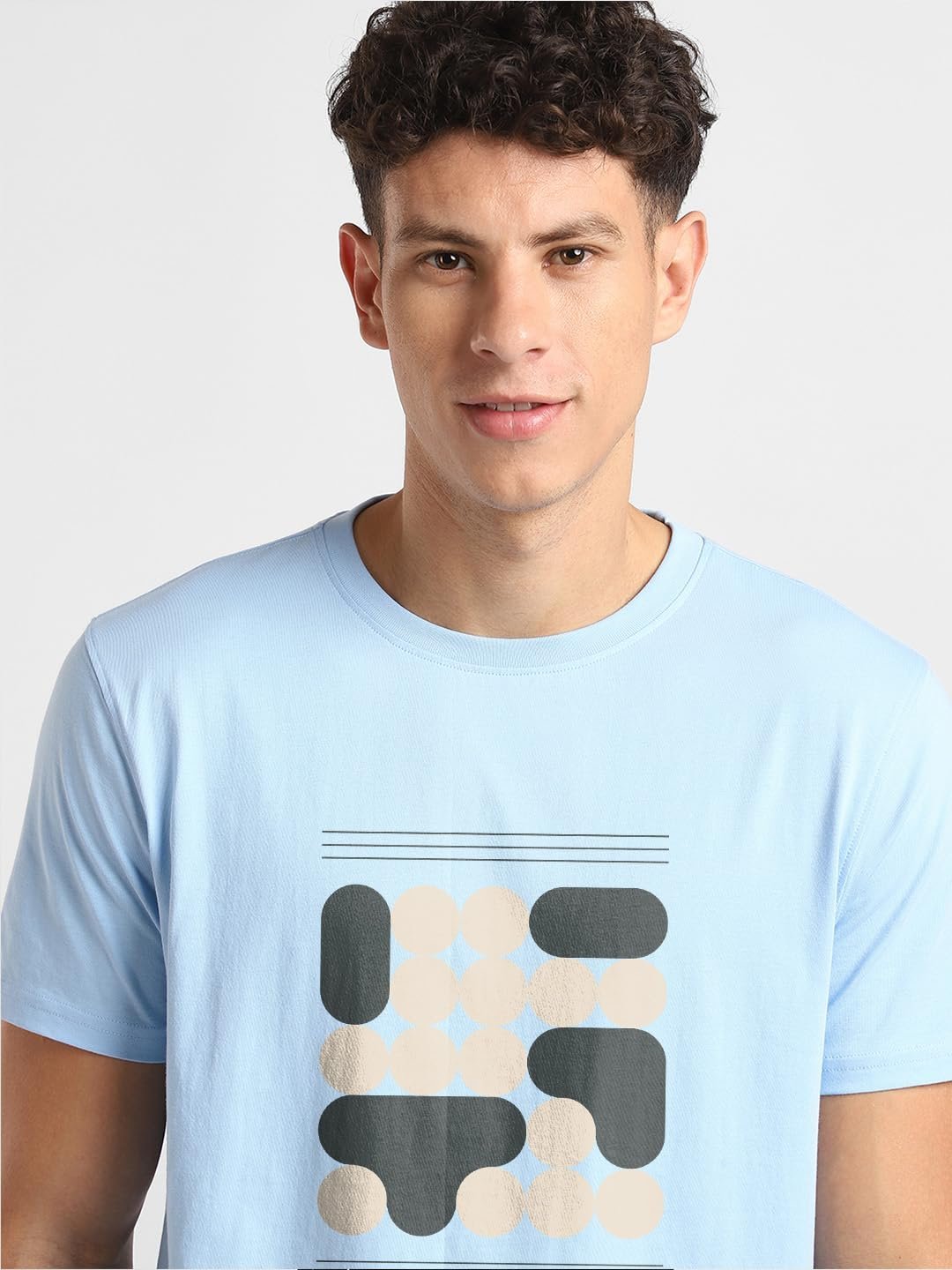 Men Printed Cotton T-Shirt(1M-TWTS-C0836-PBL2_Powder Blue) - Image 5
