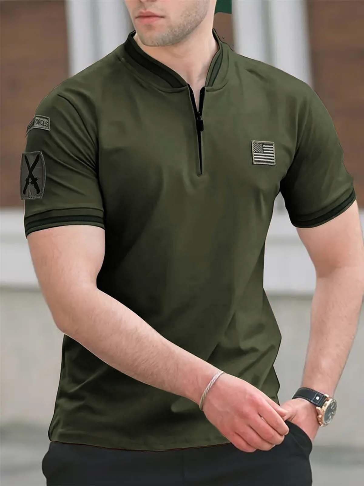 Men Cotton Regular Fit T-Shirt || T-Shirt || Polo T Shirt || (POLO-52-Olivegreen) - Image 2