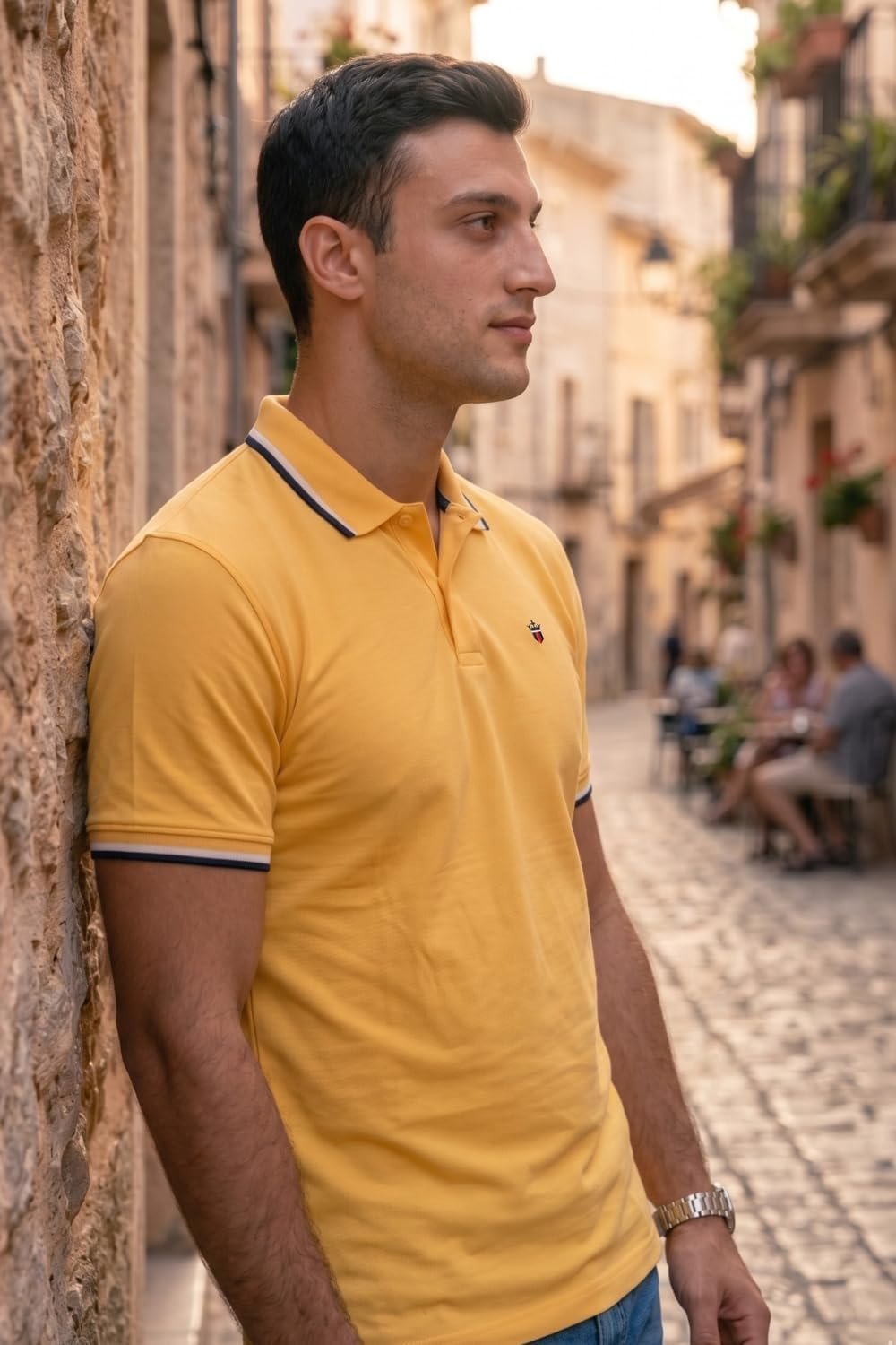Men's Cotton Solid Slim Fit T-Shirt (Lykpcslpa79282_Yellow - Image 4