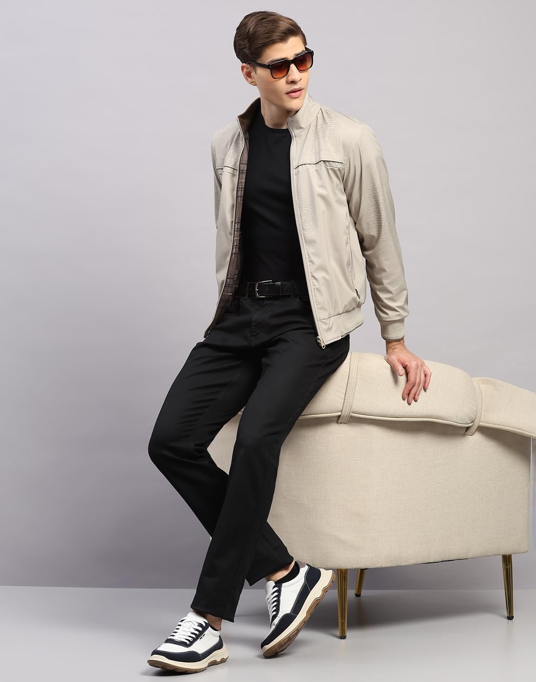 Mens Regular Fit Solid Collar Neck Zipper Reversible Full Sleeves Winter Jacket| Warm Coat for Men | Stylish Zipper Jacket Beige M - Image 5