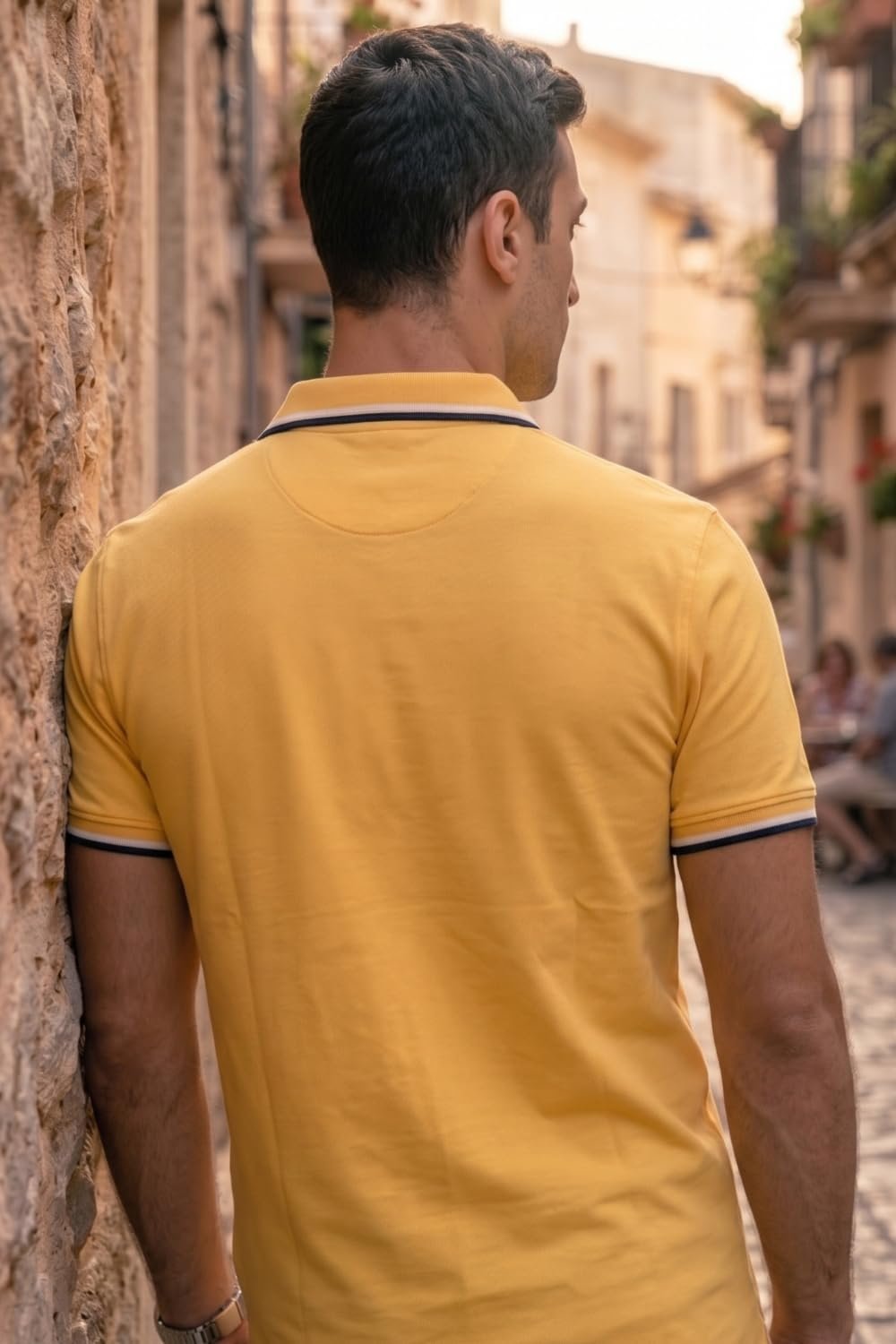 Men's Cotton Solid Slim Fit T-Shirt (Lykpcslpa79282_Yellow - Image 5