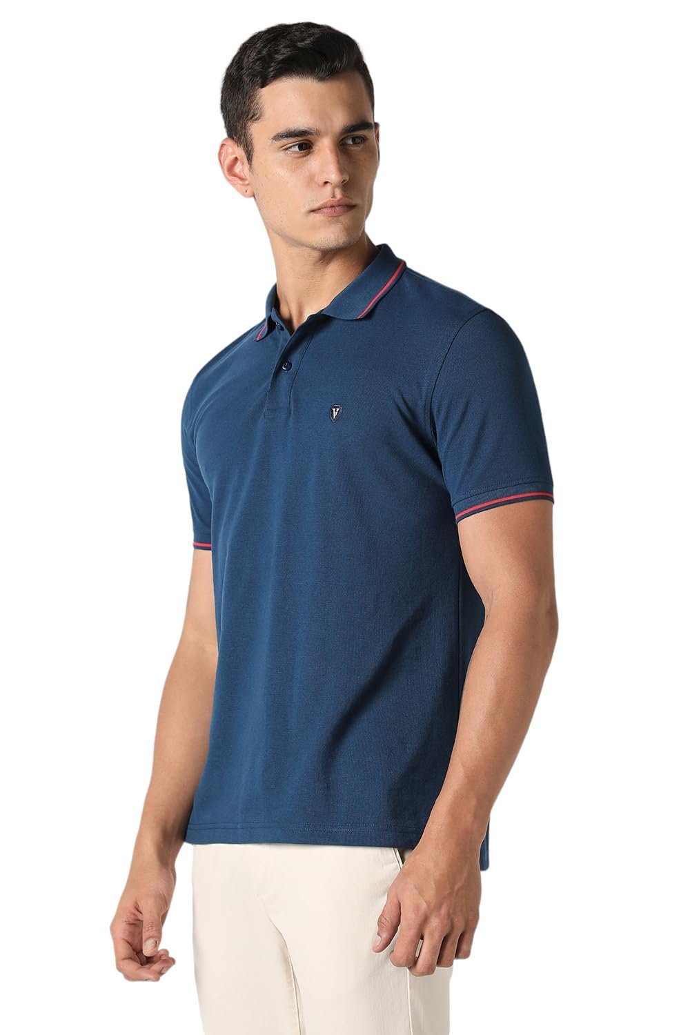 Men's Solid Regular Fit Polo (VSKP517S011419_Nautical) - Image 3