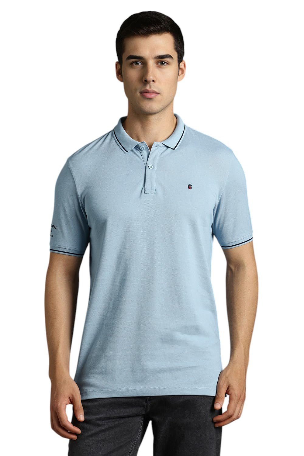 Men Cotton Solid Slim Fit T-Shirt (LRKPCSLFK37313_Blue L)