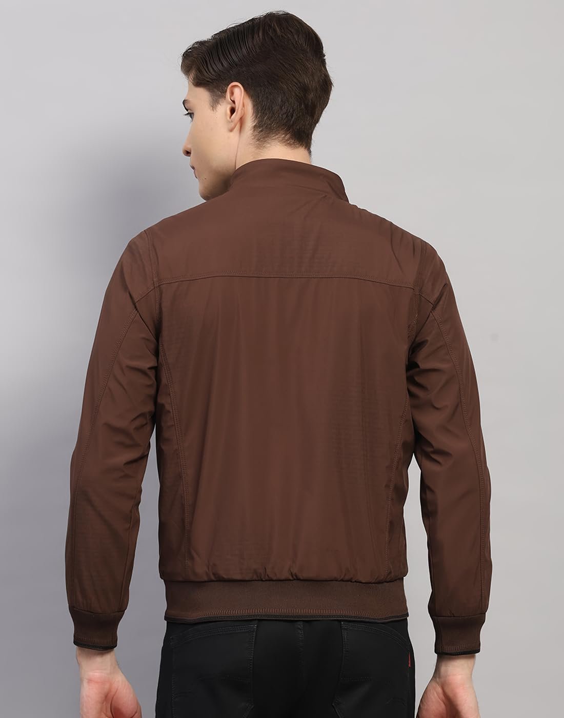 Mens Regular Fit Solid Collar Neck Zipper Reversible Full Sleeves Winter Jacket| Warm Coat for Men | Stylish Zipper Jacket Coffee Brown M - Image 4