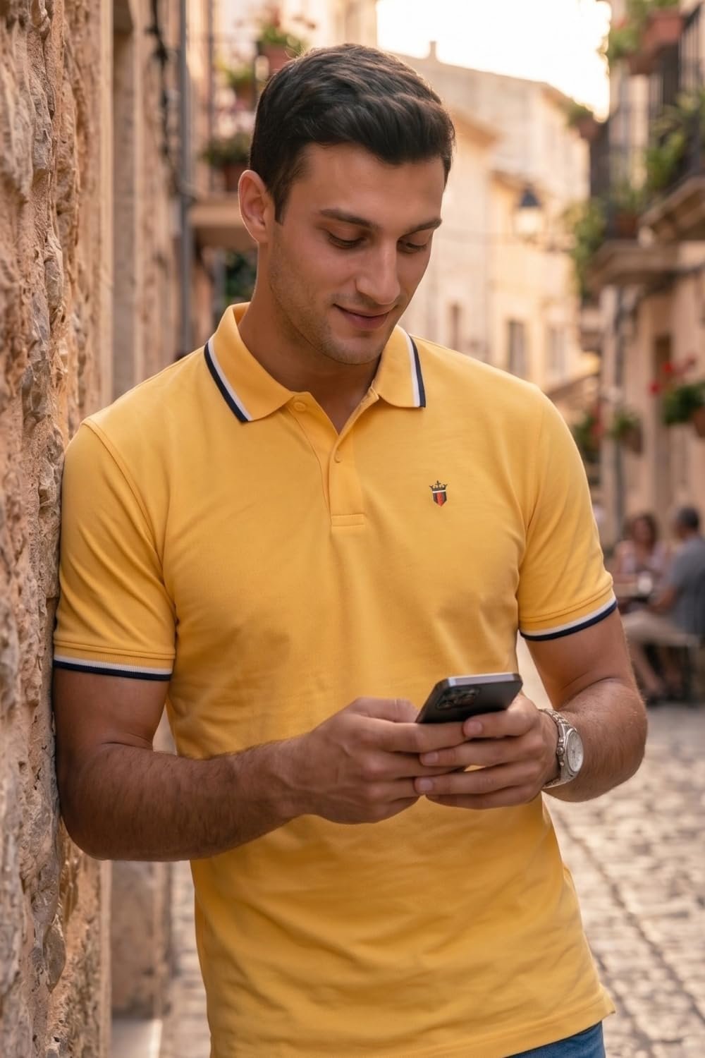 Men's Cotton Solid Slim Fit T-Shirt (Lykpcslpa79282_Yellow - Image 2