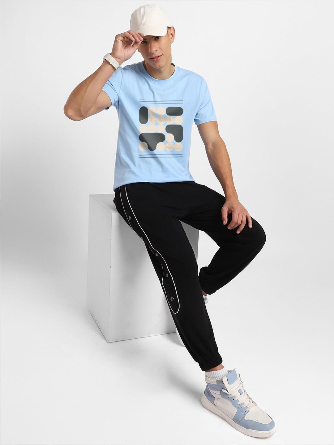 Men Printed Cotton T-Shirt(1M-TWTS-C0836-PBL2_Powder Blue) - Image 2