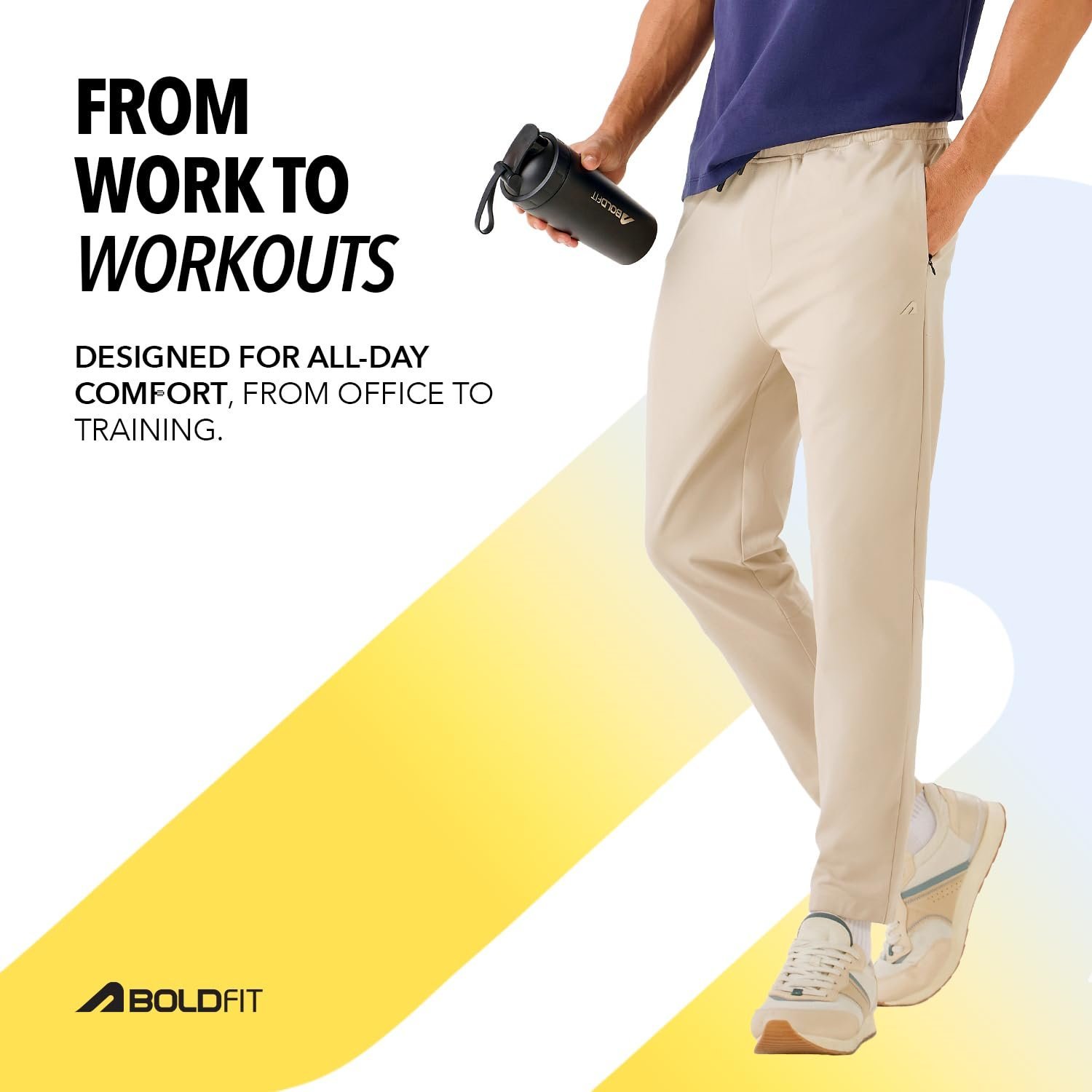 Track Pants for Man Everyday Casual Track Lower for Man & Boys Summer Track Pants for Men Multipurpose Casual Track Pant All Day Wear Lowers Mid Training Pants Relaxed Fit Trousers Beige L - Image 2