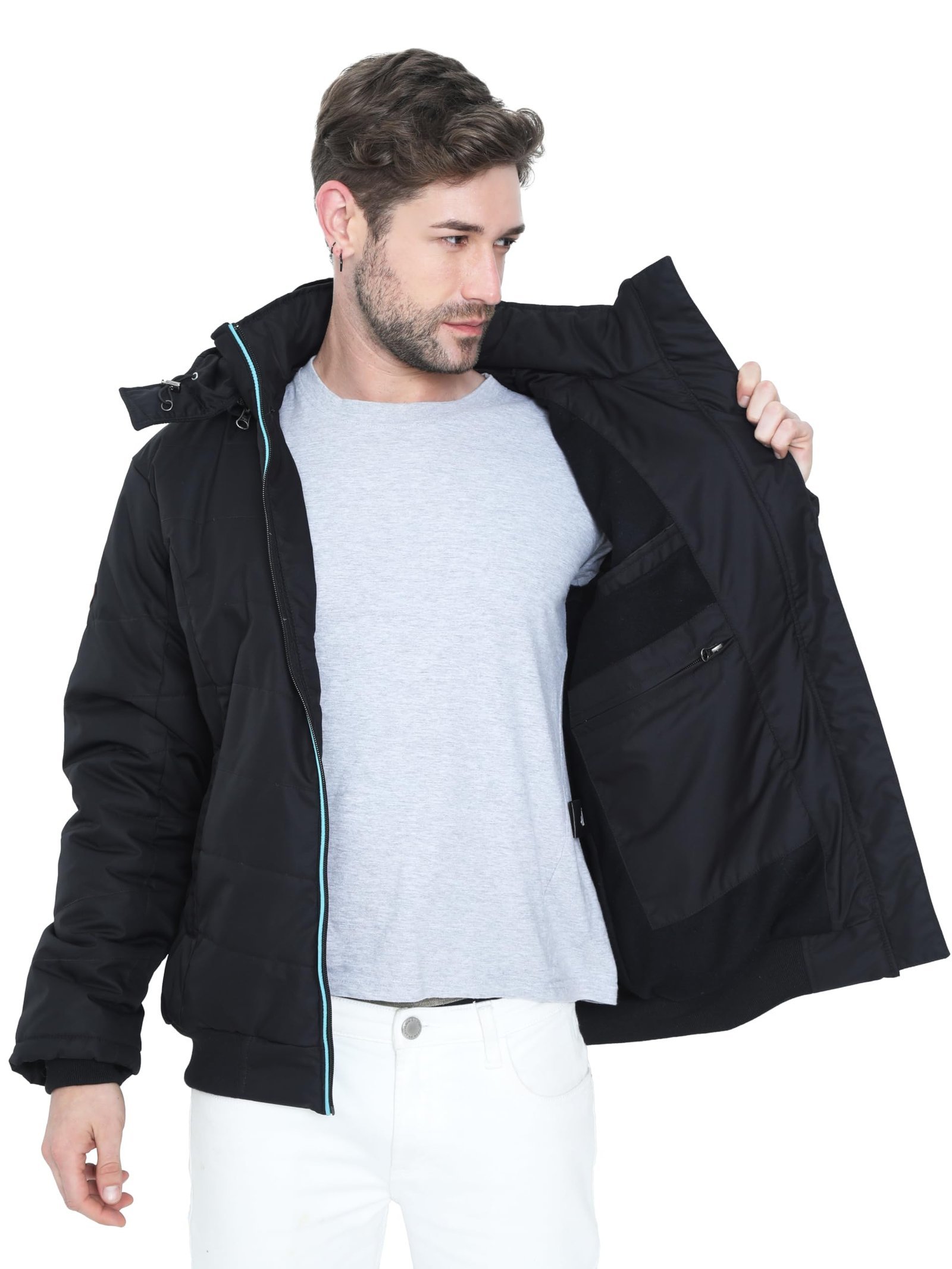 Wool Men's Hooded Winter Jacket - Waterproof and Snowproof (XXX-Large), Black - Image 5
