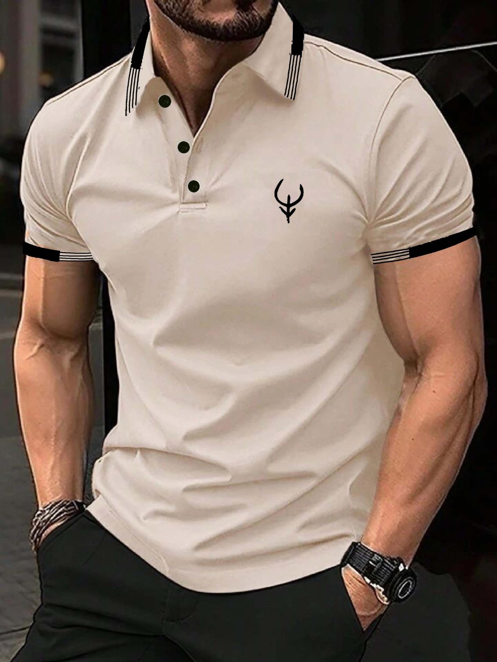 Polo T Shirt for Men || Men Casual T-Shirt || Polo (Polo-43-Chiku) Beige - Image 2
