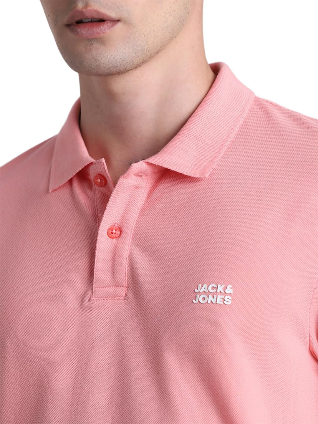 Mens Cotton Pink Slim Fit Polo, Large - Image 5