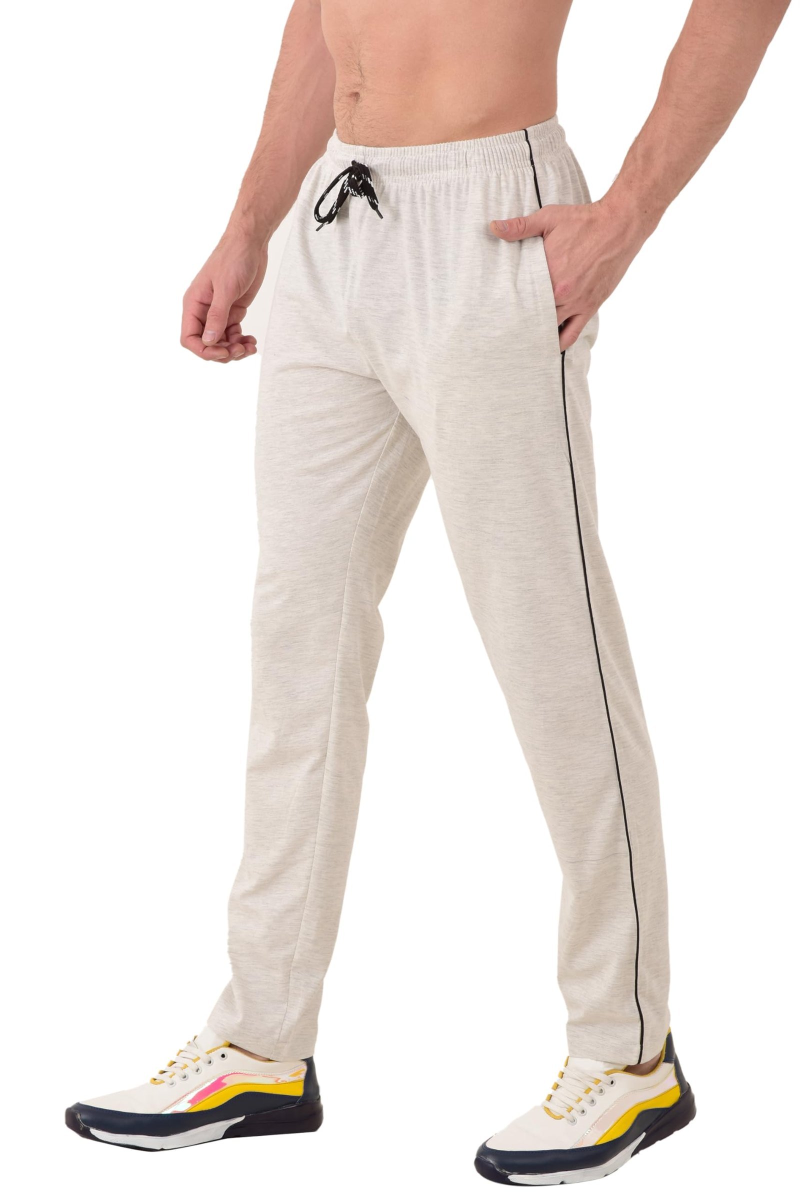 Cotton Track Pant for Men | Lower for Man | Comfortable Lower Men with Zip Pocket for Gym, Sports & Casual Wear (L, Grey)