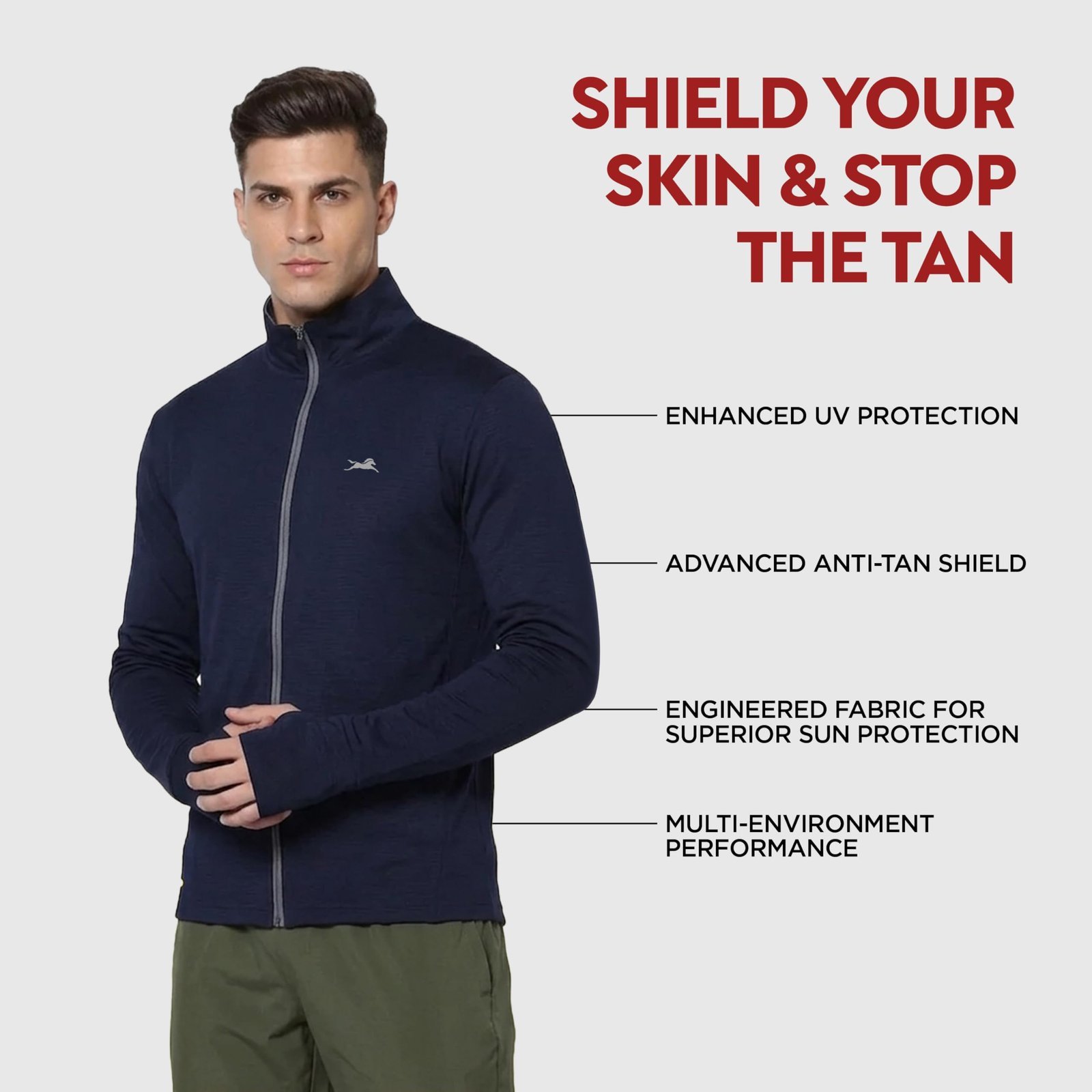 Sunscreen Jacket for Men | UPF 50+ UV Protection | Lightweight & Breathable Jacket with Odor Control Technology | Anti-Tan Shield Formula | Navy - Image 3