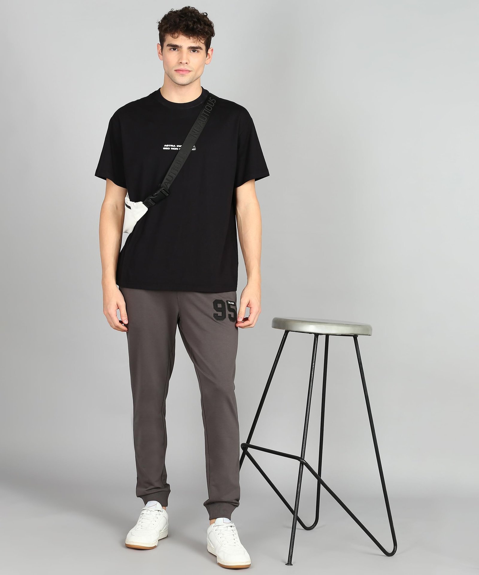 Men's Mid Rise Cotton Blend Joggers Track Pants | French Terry | Zipper Pocket | Casual, Gym & Lounge Wear (Cement_2XL) - Image 3