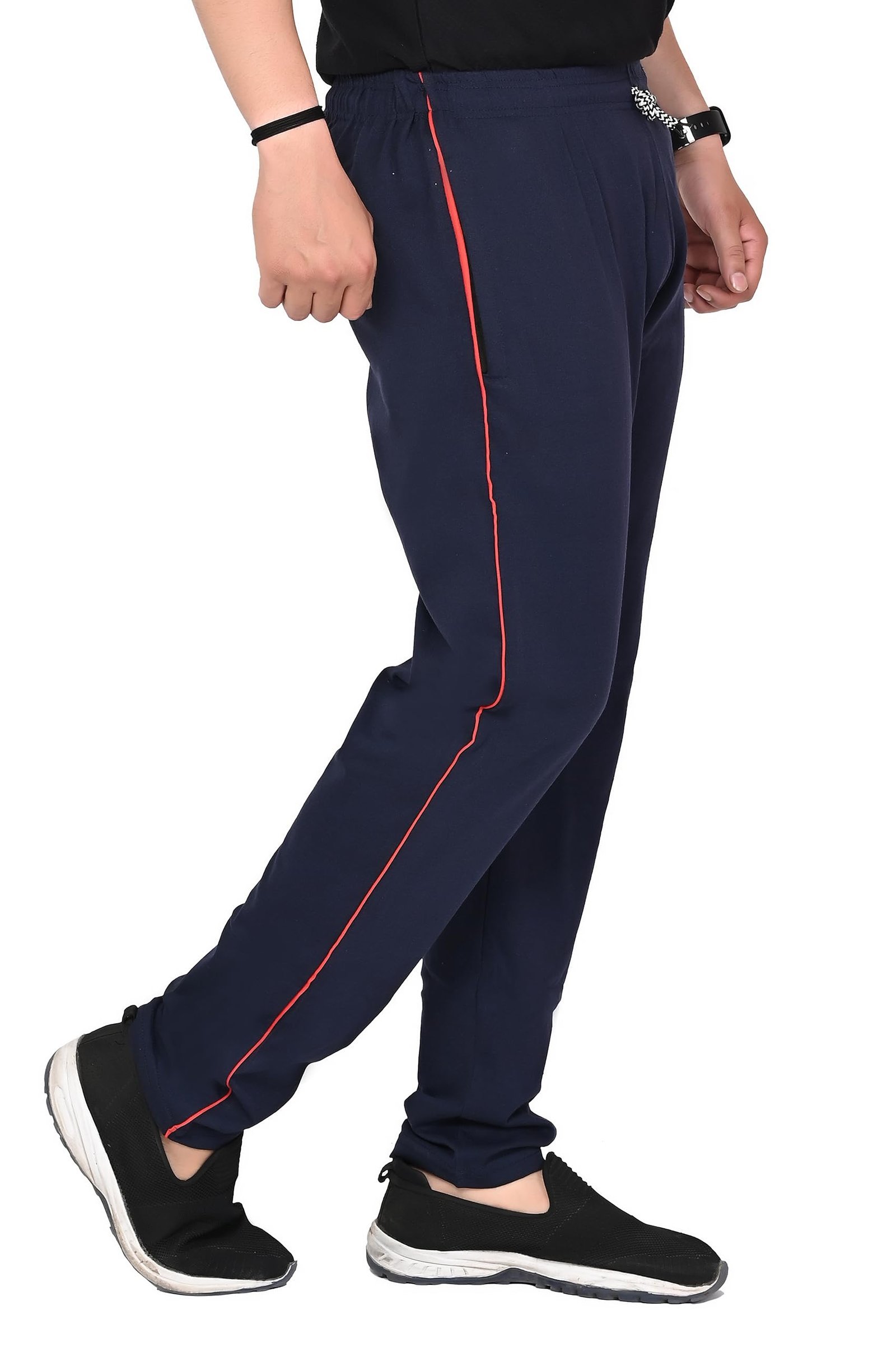 SK Wardrobe Men’s Solid Cotton Track Pants with Full Elastic Waist, Regular Fit Casual Lower for Gym, Sports, Jogging, Lounge (XL, Navy Blue) - Image 4