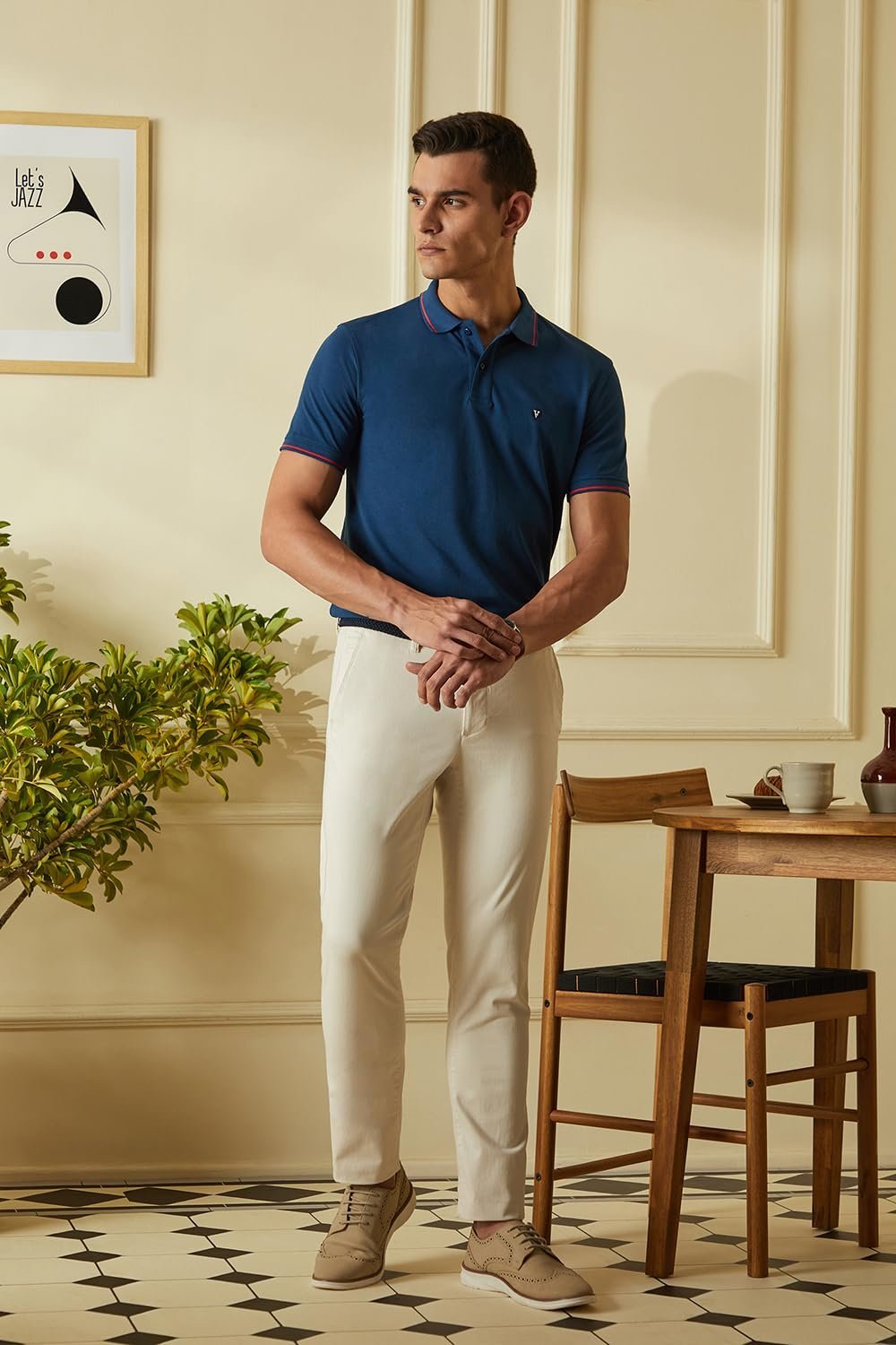 Men's Solid Regular Fit Polo (VSKP517S011419_Nautical) - Image 2