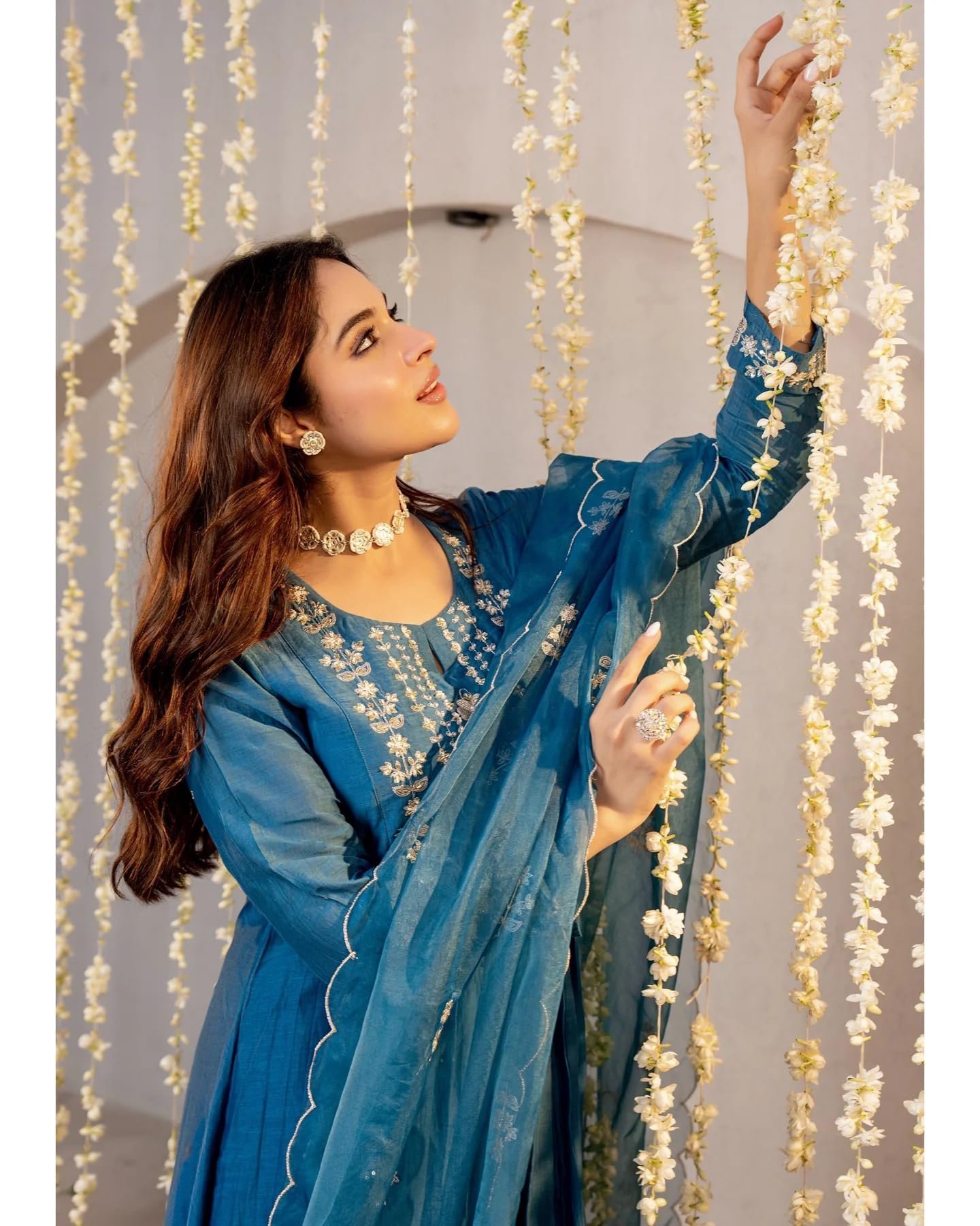 Women Embroidery Solid A-Line Kurta and Pant Set with Dupatta (IN, Alpha, Morepeach) - Image 6