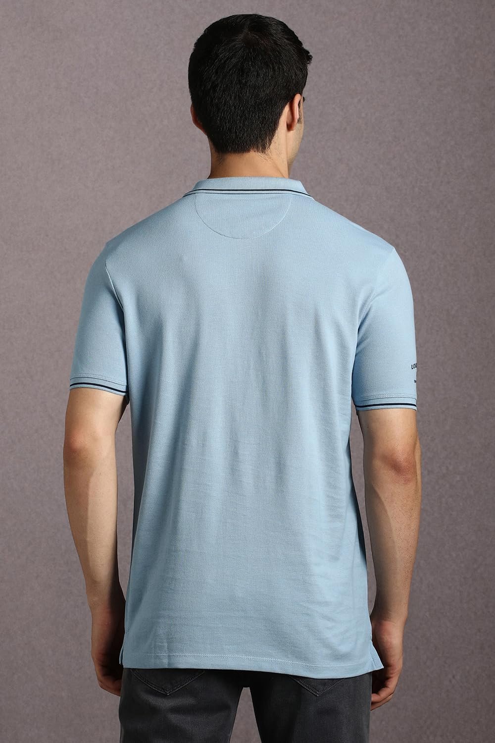 Men Cotton Solid Slim Fit T-Shirt (LRKPCSLFK37313_Blue L) - Image 3