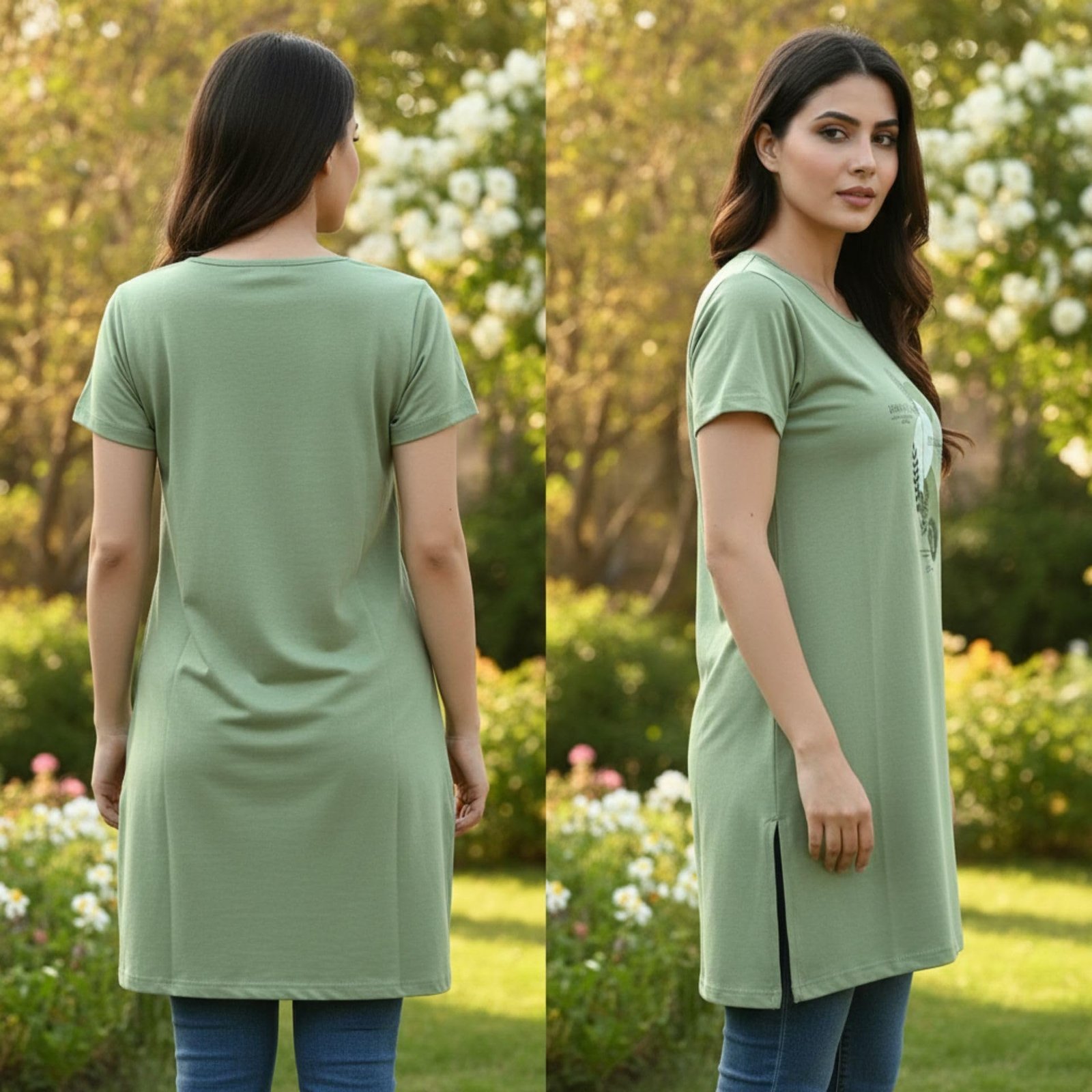 Women’s Casual Long Summer t-Shirt/top with Side Slits - Image 4