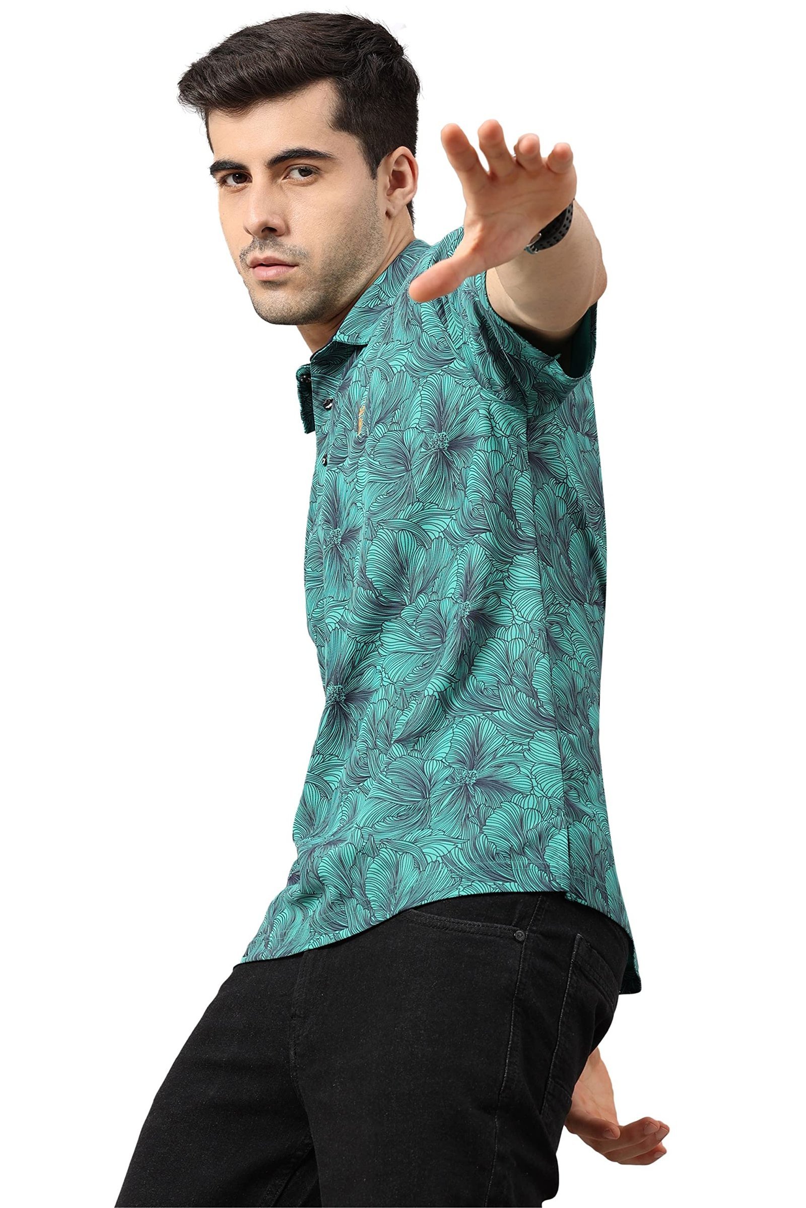 Men's Floral Printed Half Sleeve Polo T-Shirt | Regular Fit | Breathable | Wrinkle Free | Quick Dry | Stretchable Casual Wear - Image 3