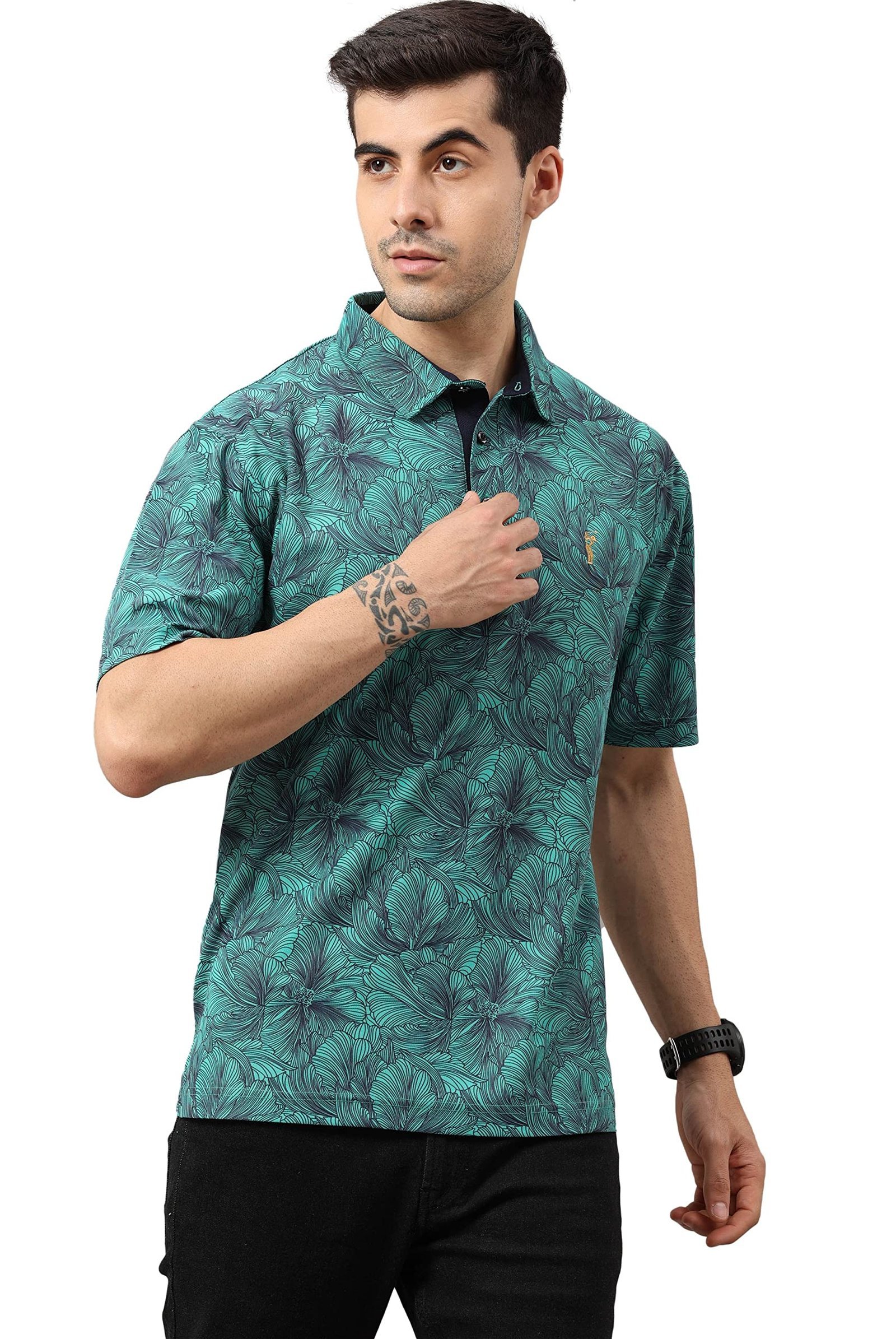 Men's Floral Printed Half Sleeve Polo T-Shirt | Regular Fit | Breathable | Wrinkle Free | Quick Dry | Stretchable Casual Wear