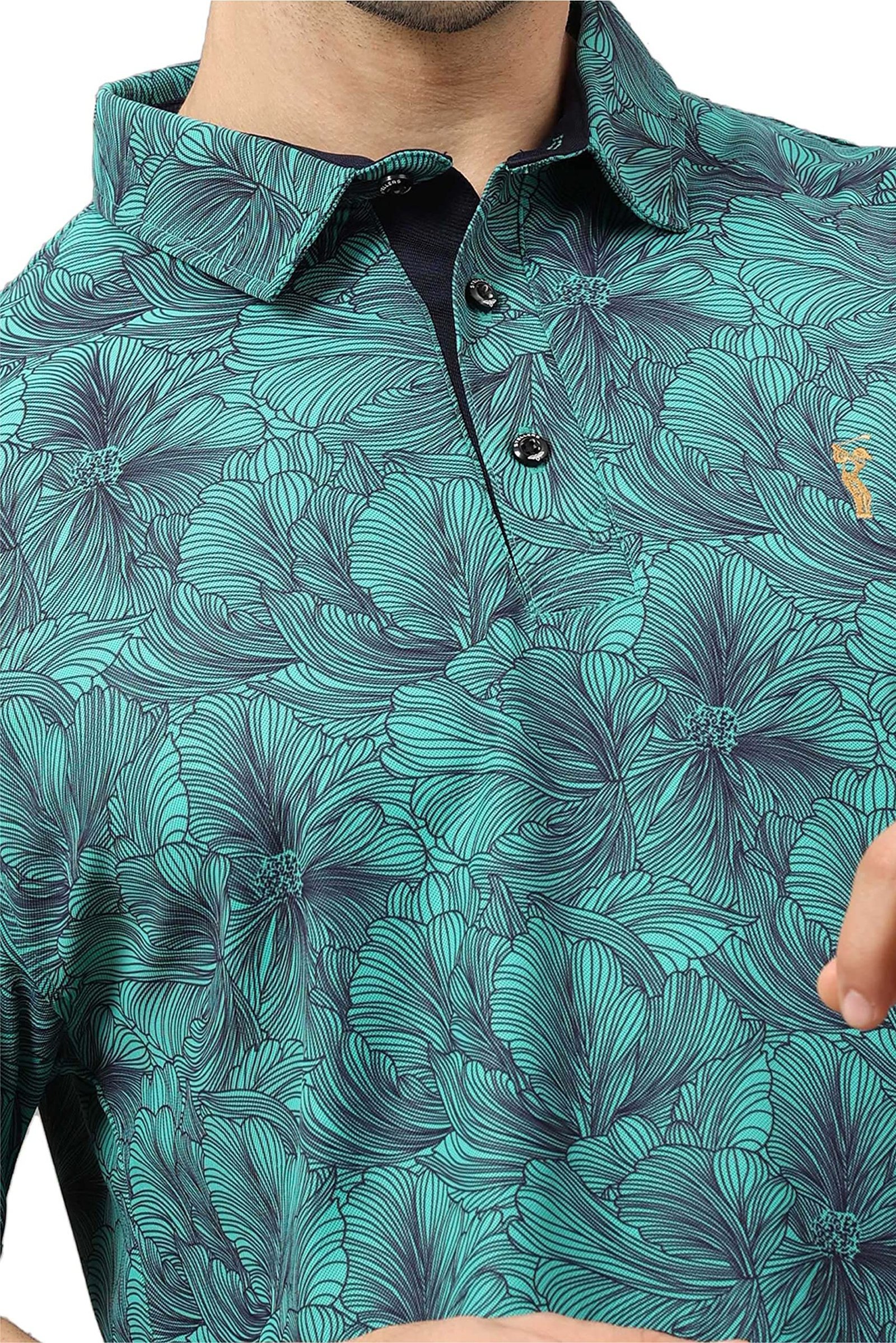 Men's Floral Printed Half Sleeve Polo T-Shirt | Regular Fit | Breathable | Wrinkle Free | Quick Dry | Stretchable Casual Wear - Image 6